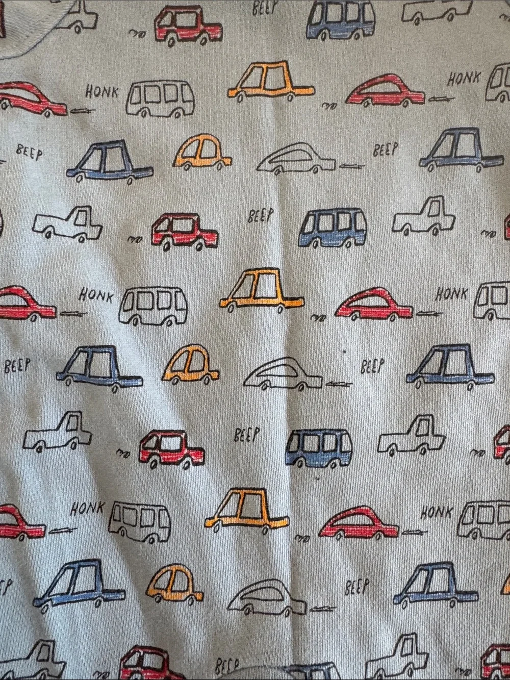 GAP Light Blue Car-Print Footie with Navy Pocket